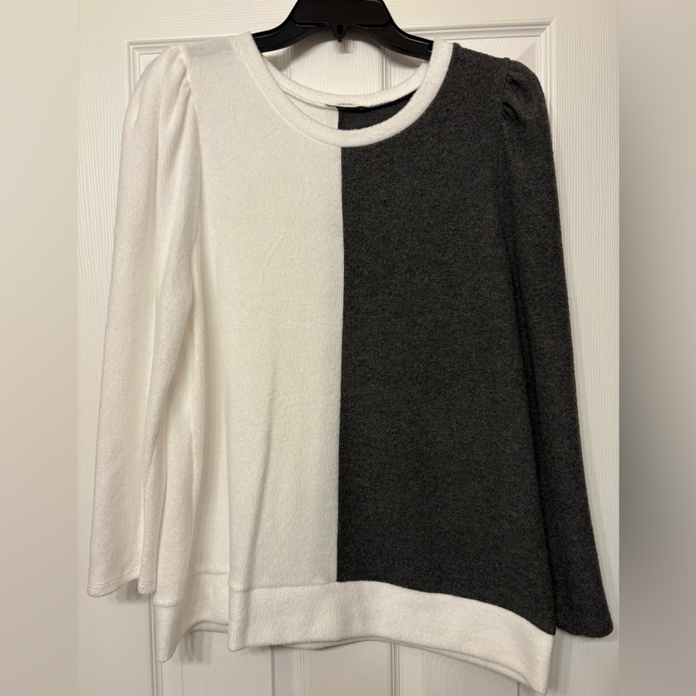 Gray and White Colorblock Sweater
